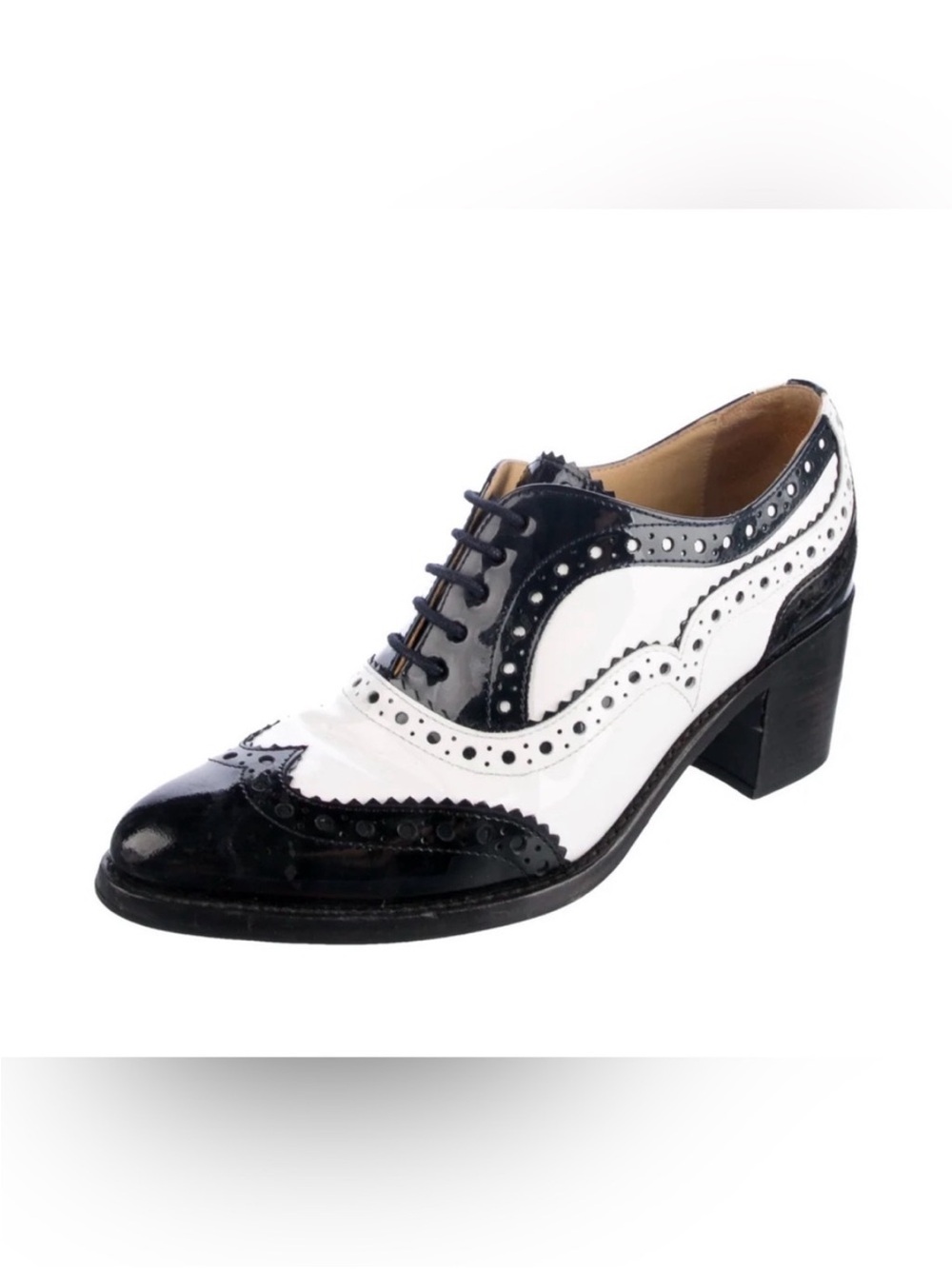THE OFFICE of ANGELA SCOTT Women's Mrs. Doubt Black and White Brogue Oxford